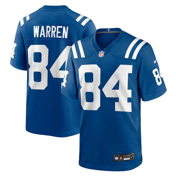 Men's Blue Indianapolis Colts #84 Tyler Warren 2025 Draft Stitched Game Jersey